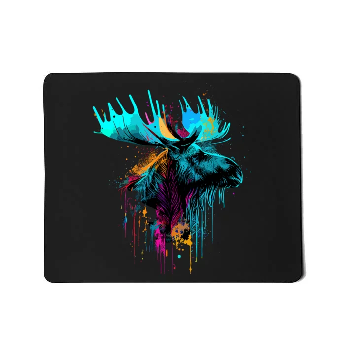 Moose Lovers Colorful Pop Art Beautiful Moose Mousepad