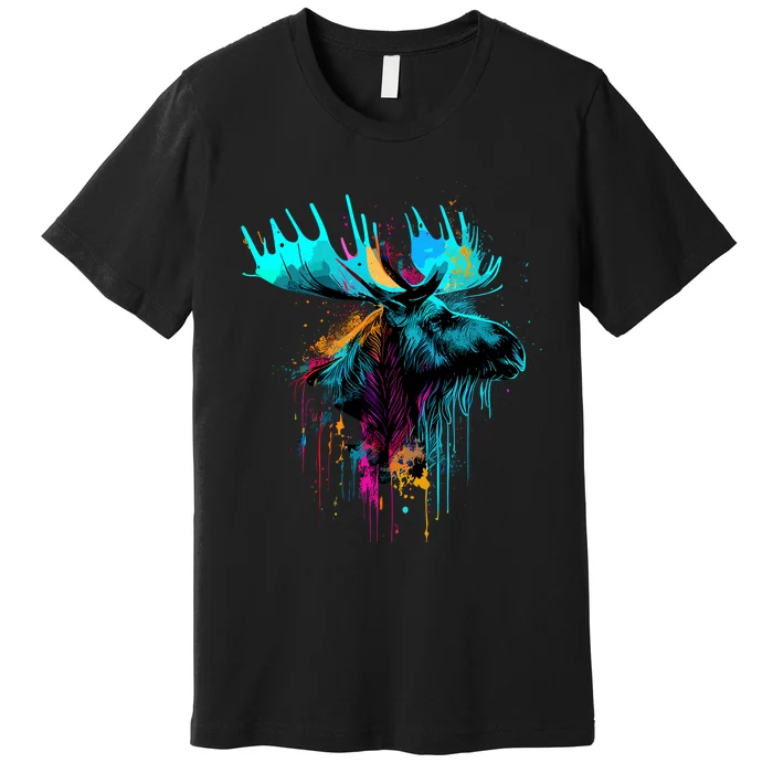 Moose Lovers Colorful Pop Art Beautiful Moose Premium T-Shirt