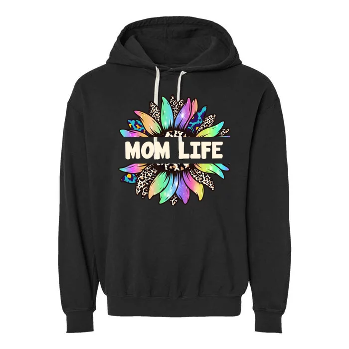 Mom Life Colorful Sunflower Garment-Dyed Fleece Hoodie