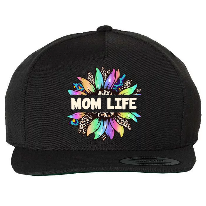 Mom Life Colorful Sunflower Wool Snapback Cap