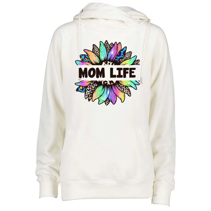 Mom Life Colorful Sunflower Womens Funnel Neck Pullover Hood