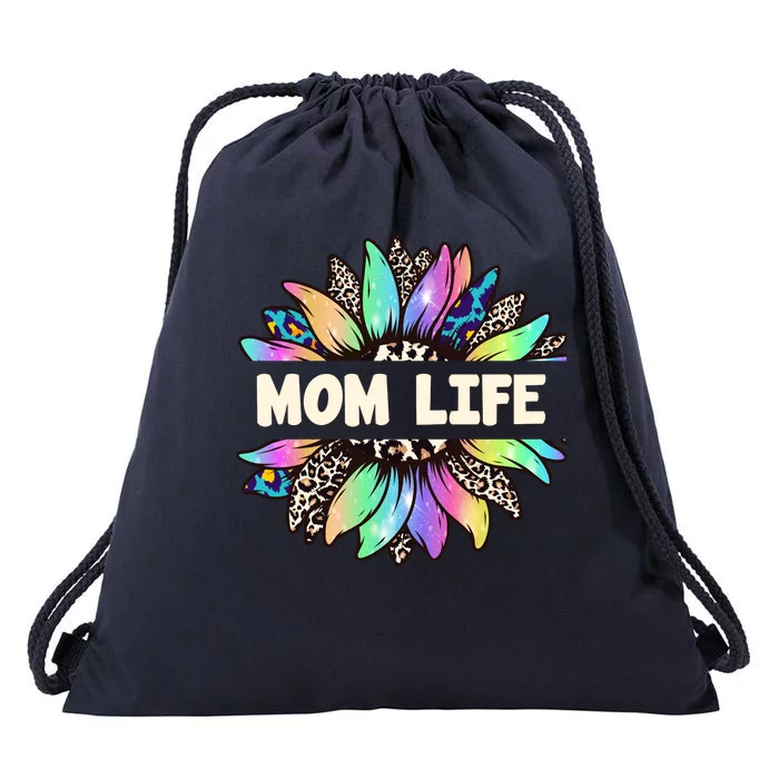 Mom Life Colorful Sunflower Drawstring Bag