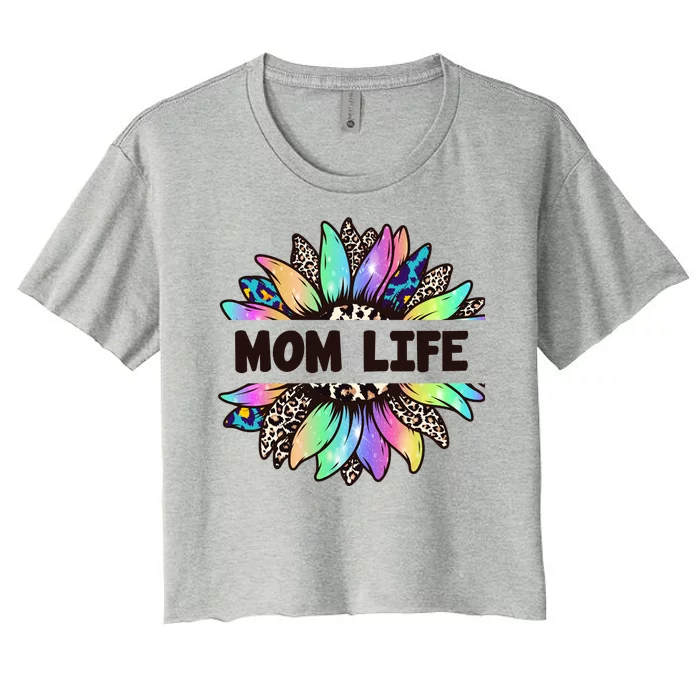 Mom Life Colorful Sunflower Women's Crop Top Tee