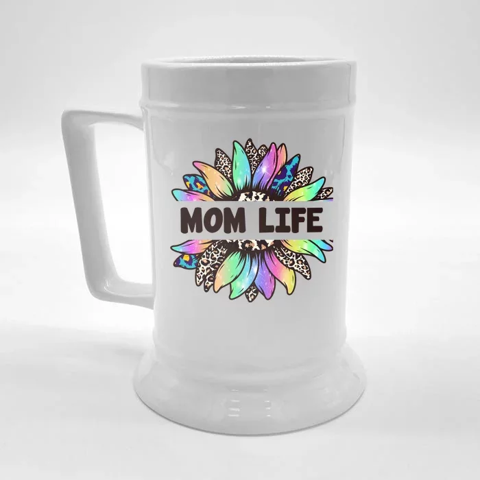 Mom Life Colorful Sunflower Front & Back Beer Stein