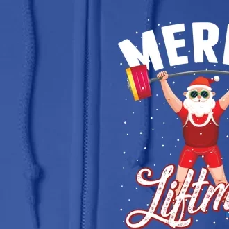 Merry Liftmas Cool Santa Claus Lifting Gym Gift Full Zip Hoodie