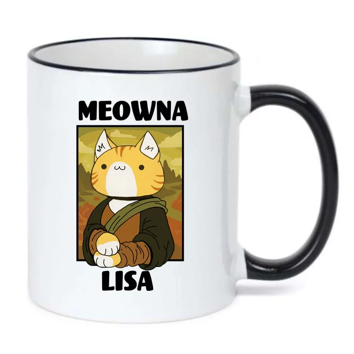 Meowna Lisa Cat Portrait Black Color Changing Mug