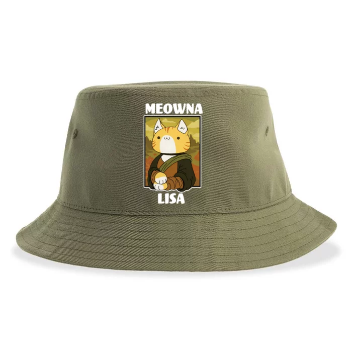 Meowna Lisa Cat Portrait Sustainable Bucket Hat