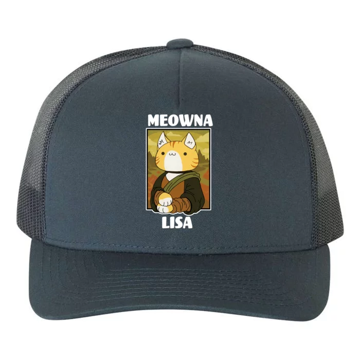 Meowna Lisa Cat Portrait Yupoong Adult 5-Panel Trucker Hat