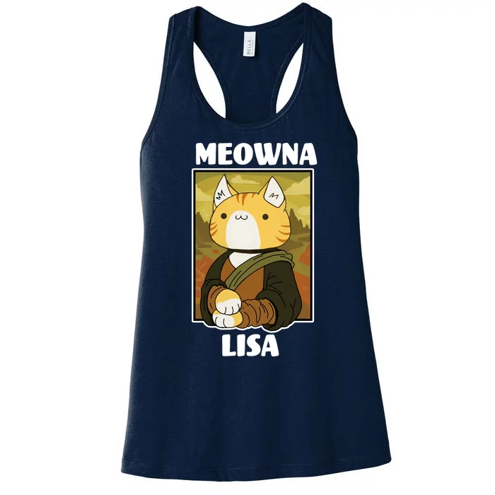 Meowna Lisa Cat Portrait Women's Racerback Tank