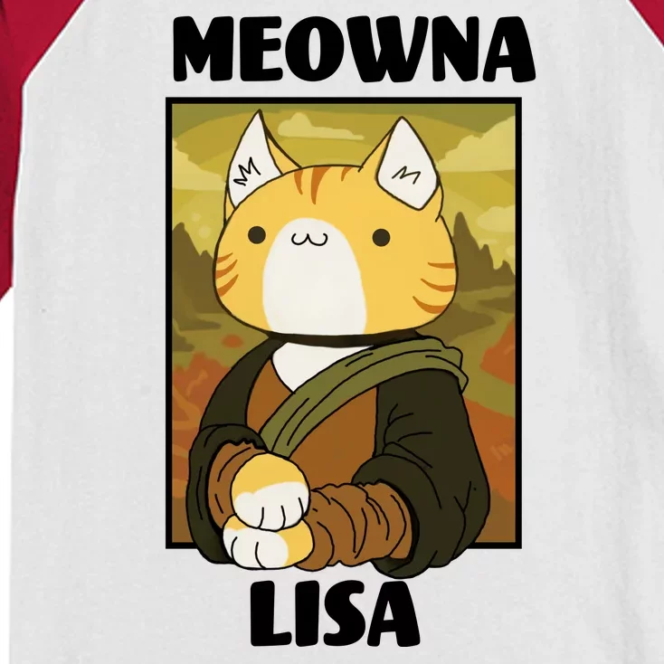 Meowna Lisa Cat Portrait Kids Colorblock Raglan Jersey