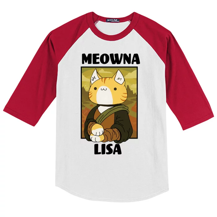 Meowna Lisa Cat Portrait Kids Colorblock Raglan Jersey