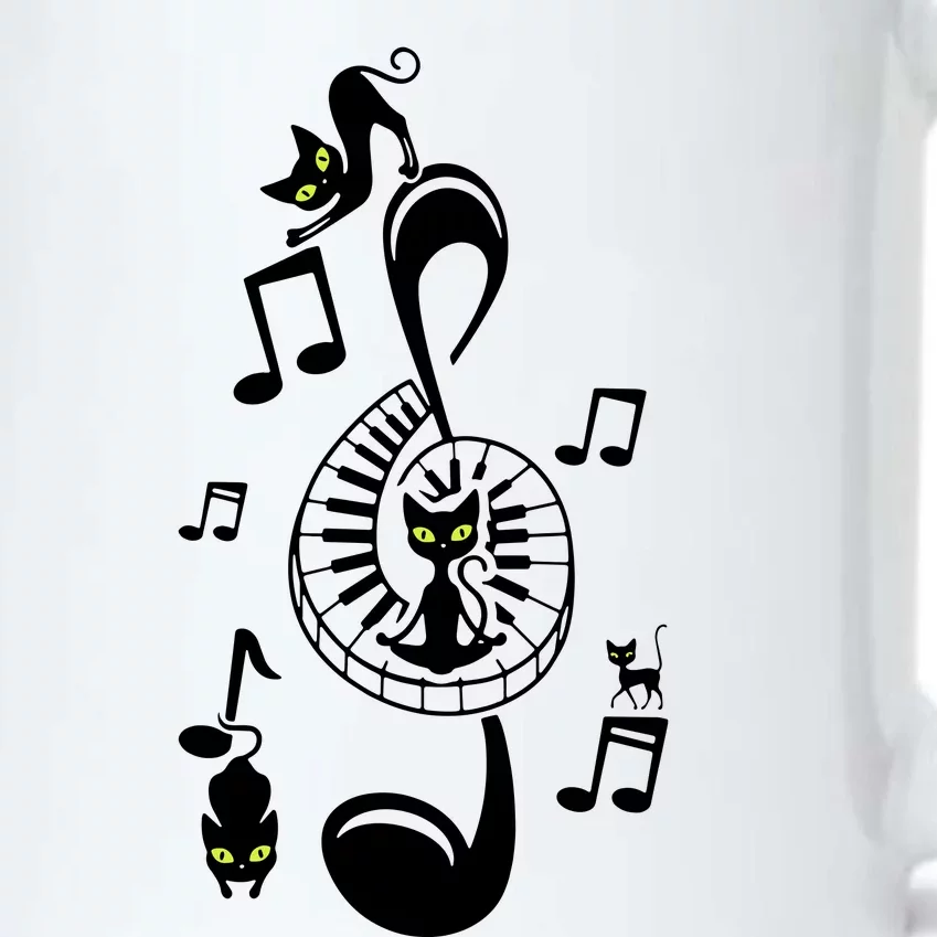 Music Lover Cat Lover Treble Clef Cute Cat Piano Black Color Changing Mug