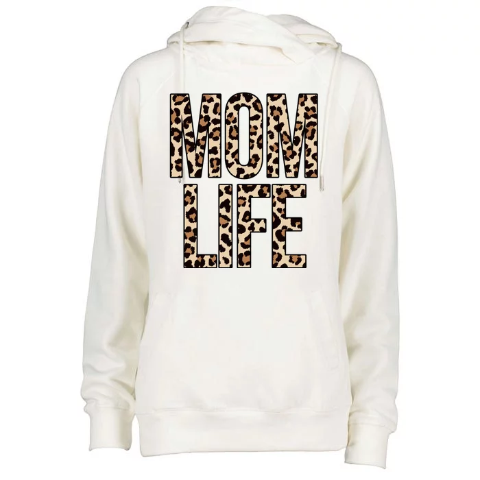 Mom Life Cheetah Print Cute Mother's Day Gift Womens Funnel Neck Pullover Hood