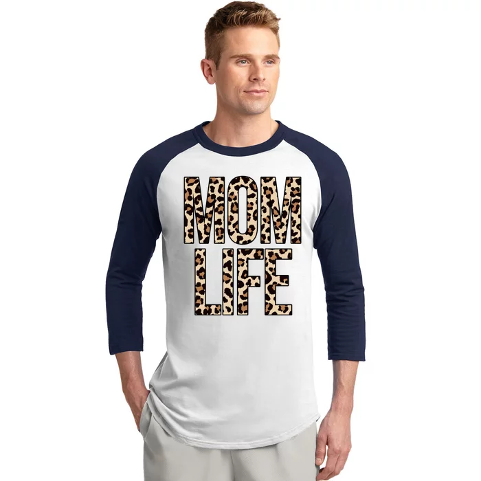 Mom Life Cheetah Print Cute Mother's Day Gift Baseball Sleeve Shirt