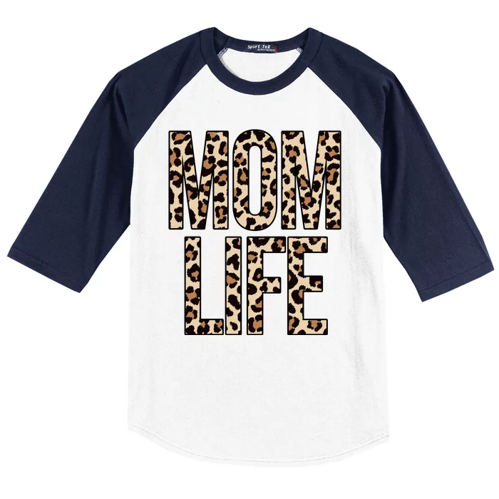 Mom Life Cheetah Print Cute Mother's Day Gift Baseball Sleeve Shirt