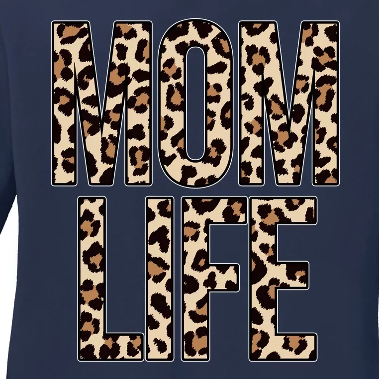 Mom Life Cheetah Print Cute Mother's Day Gift Ladies Long Sleeve Shirt