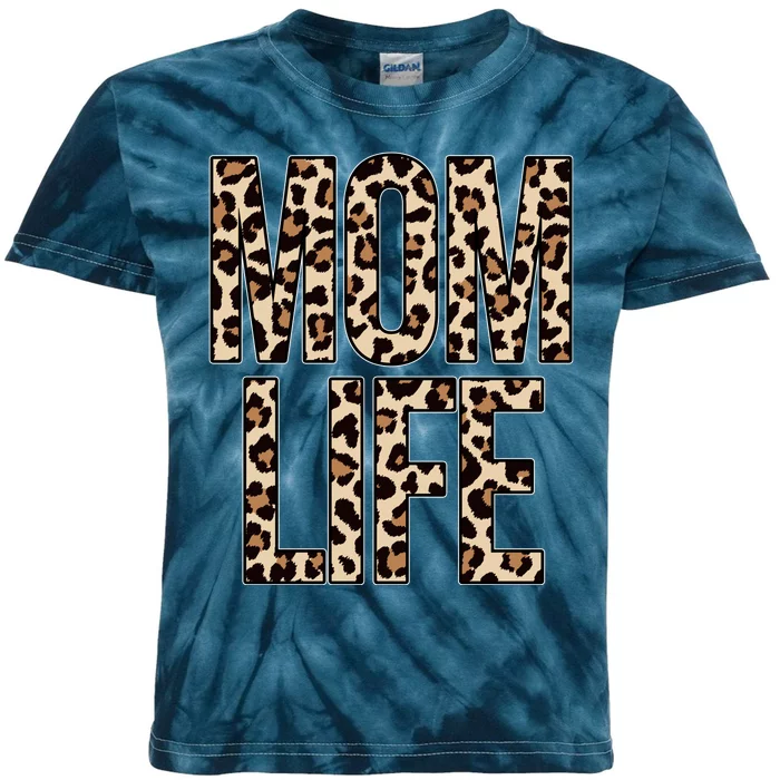 Mom Life Cheetah Print Cute Mother's Day Gift Kids Tie-Dye T-Shirt