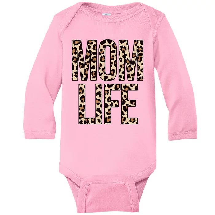 Mom Life Cheetah Print Cute Mother's Day Gift Baby Long Sleeve Bodysuit