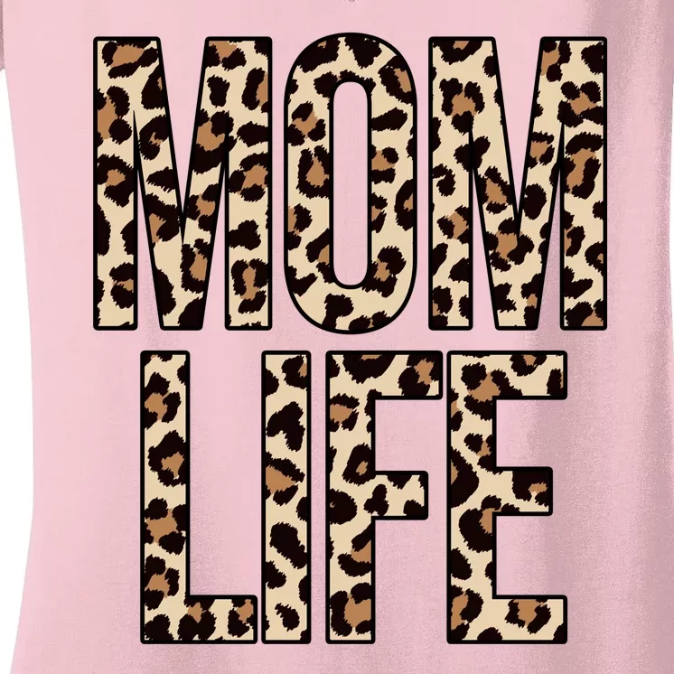 Mom Life Cheetah Print Cute Mother's Day Gift Women's V-Neck T-Shirt