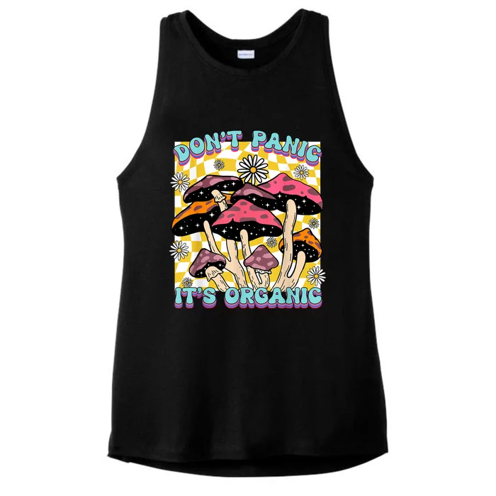 Mushroom Lover Dont Panic Its Organic Psychedelic Groovy Ladies Tri-Blend Wicking Tank