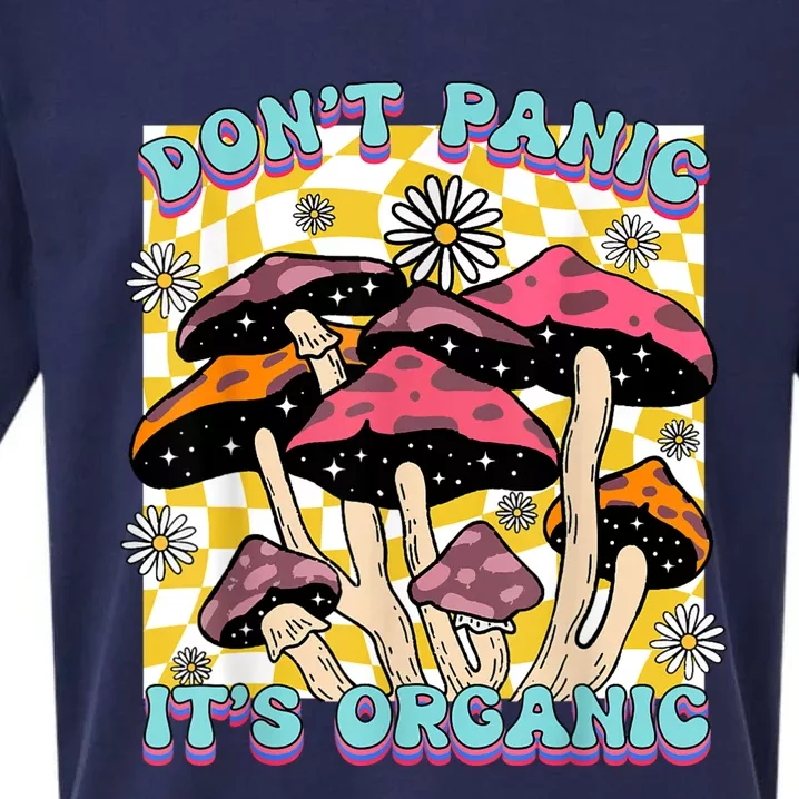 Mushroom Lover Dont Panic Its Organic Psychedelic Groovy Sueded Cloud Jersey T-Shirt