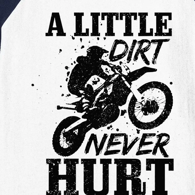 Motocross Little Dirt Never Hurt Dirt Bike MX Racing Biker Baseball Sleeve Shirt