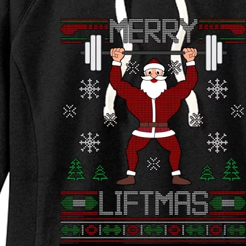 Merry Liftmas Dumbbell Lifting Gym Santa Cool Gift Women's Fleece Hoodie