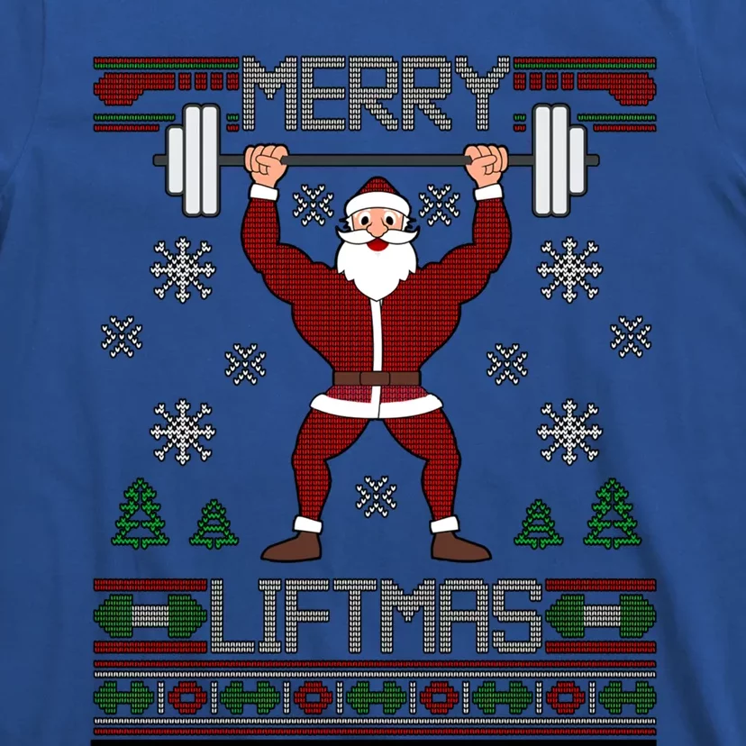 Merry Liftmas Dumbbell Lifting Gym Santa Cool Gift T-Shirt