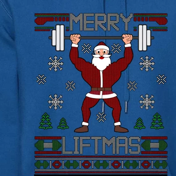 Merry Liftmas Dumbbell Lifting Gym Santa Cool Gift Premium Hoodie