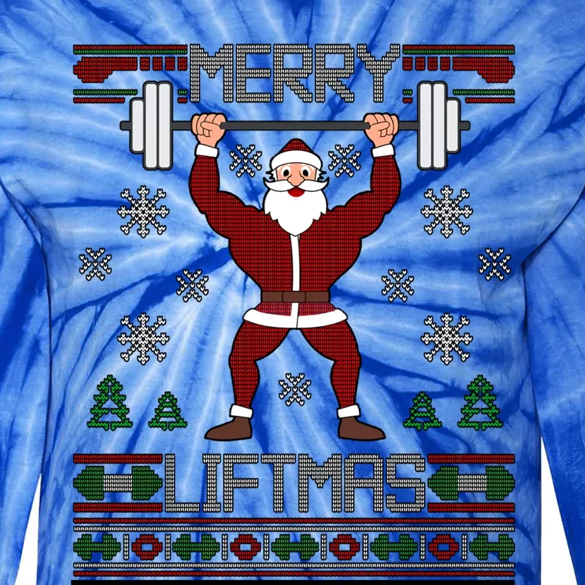 Merry Liftmas Dumbbell Lifting Gym Santa Cool Gift Tie-Dye Long Sleeve Shirt