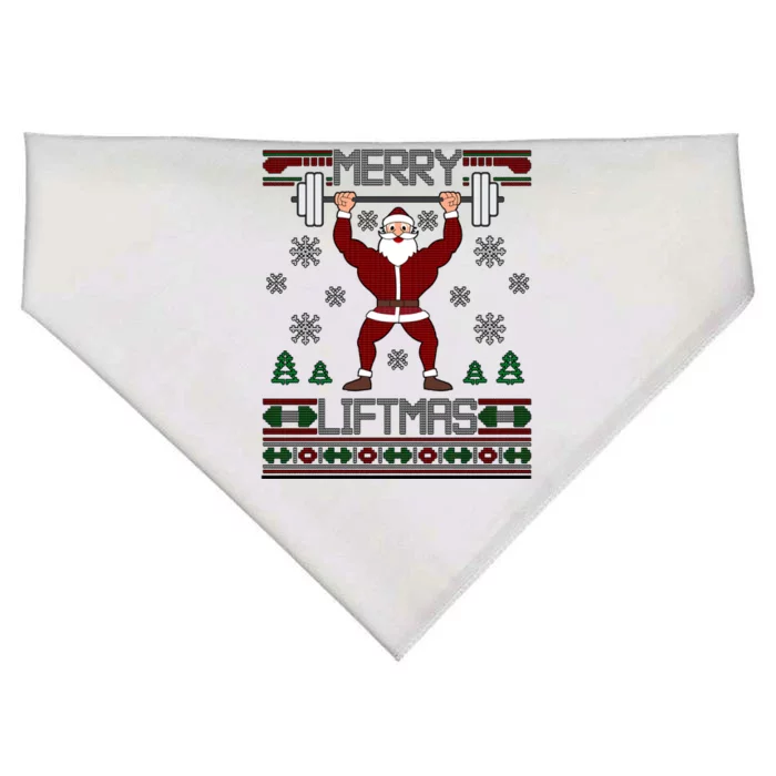 Merry Liftmas Dumbbell Lifting Gym Santa Cool Gift USA-Made Doggie Bandana