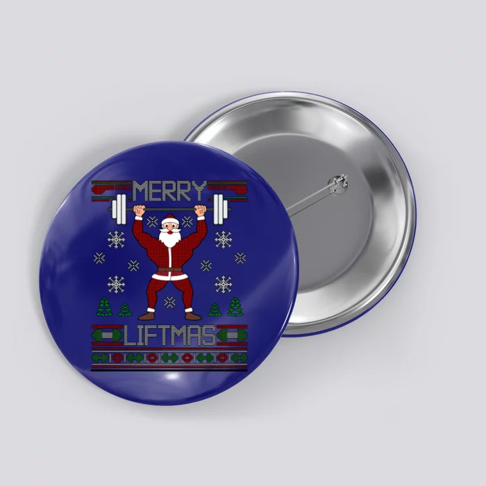 Merry Liftmas Dumbbell Santa Meaningful Gift Button