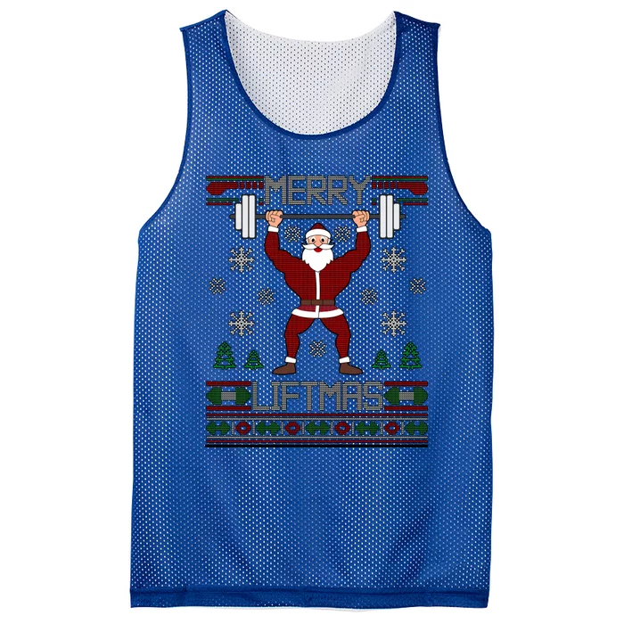 Merry Liftmas Dumbbell Santa Meaningful Gift Mesh Reversible Basketball Jersey Tank