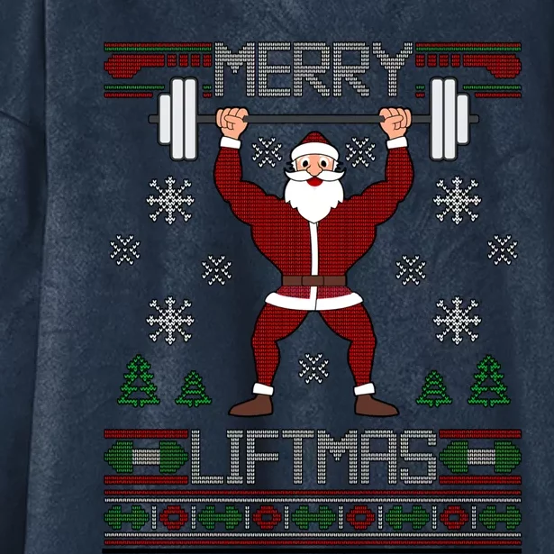 Merry Liftmas Dumbbell Santa Meaningful Gift Hooded Wearable Blanket