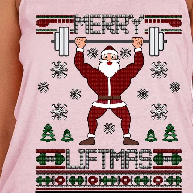 Merry Liftmas Dumbbell Santa Meaningful Gift Women's Knotted Racerback Tank