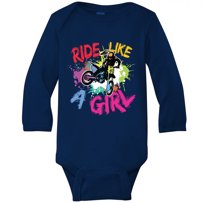 Motocross Lovers Dirt Bike Biker Baby Long Sleeve Bodysuit