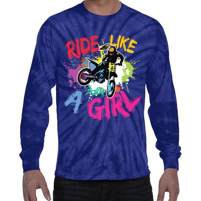 Motocross Lovers Dirt Bike Biker Tie-Dye Long Sleeve Shirt