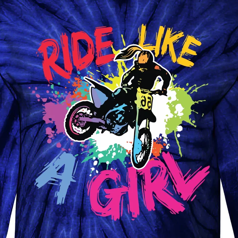 Motocross Lovers Dirt Bike Biker Tie-Dye Long Sleeve Shirt