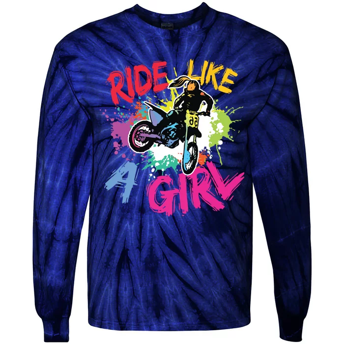 Motocross Lovers Dirt Bike Biker Tie-Dye Long Sleeve Shirt