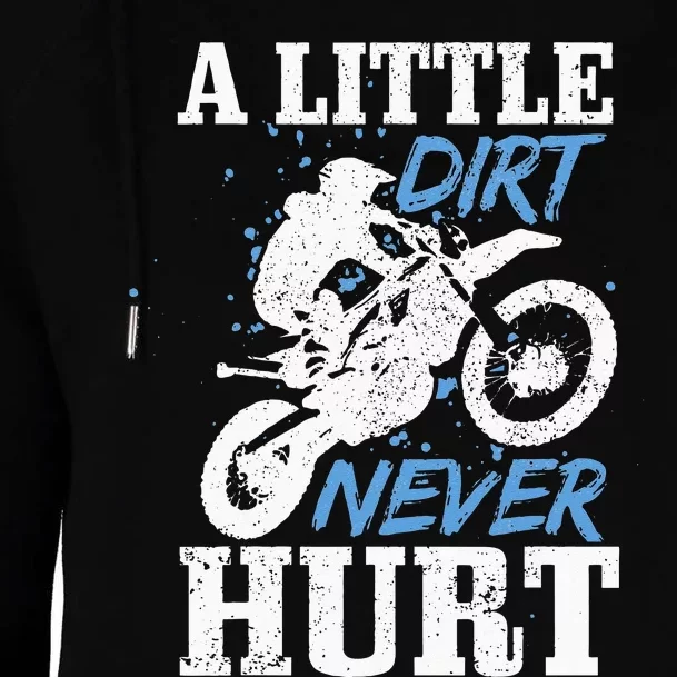 Motocross Little Dirt Never Hurt Dirt Bike MX Racing Biker Womens Funnel Neck Pullover Hood