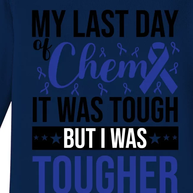 My Last Day Of Chemo Colon_dark Blue_black Baby Long Sleeve Bodysuit