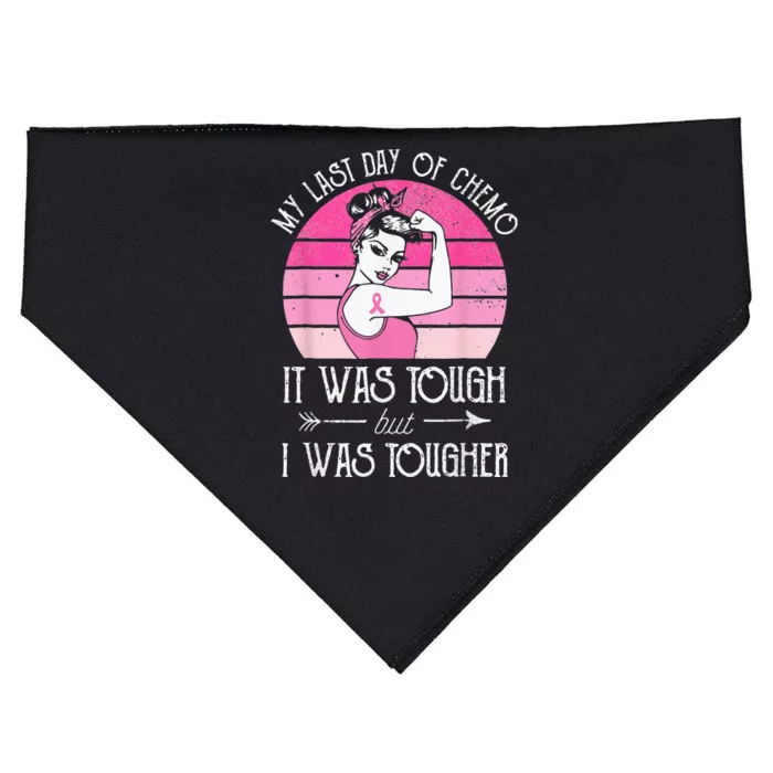 My Last Day Of Chemo Breast Cancer Chemotherapy Survivor USA-Made Doggie Bandana