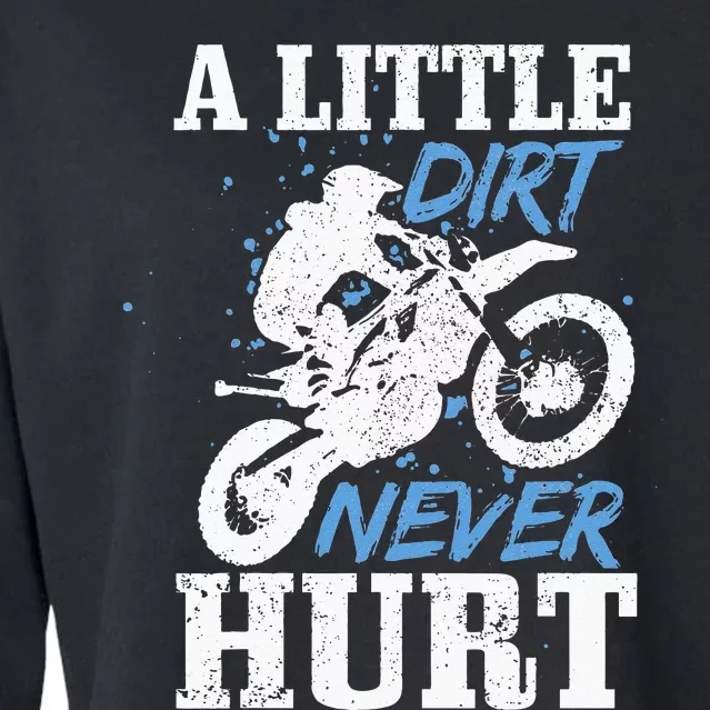 Motocross Little Dirt Never Hurt Dirt Bike MX Racing Biker Cropped Pullover Crew