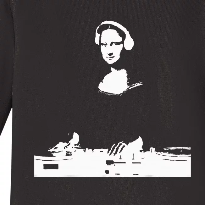 Mona Lisa Dj Art Funny Edm Techno Rave Music Baby Long Sleeve Bodysuit