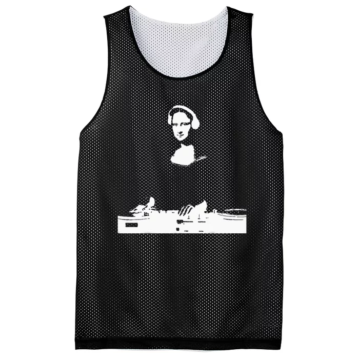 Mona Lisa Dj Art Funny Edm Techno Rave Music Mesh Reversible Basketball Jersey Tank