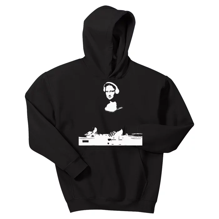 Mona Lisa Dj Art Funny Edm Techno Rave Music Kids Hoodie