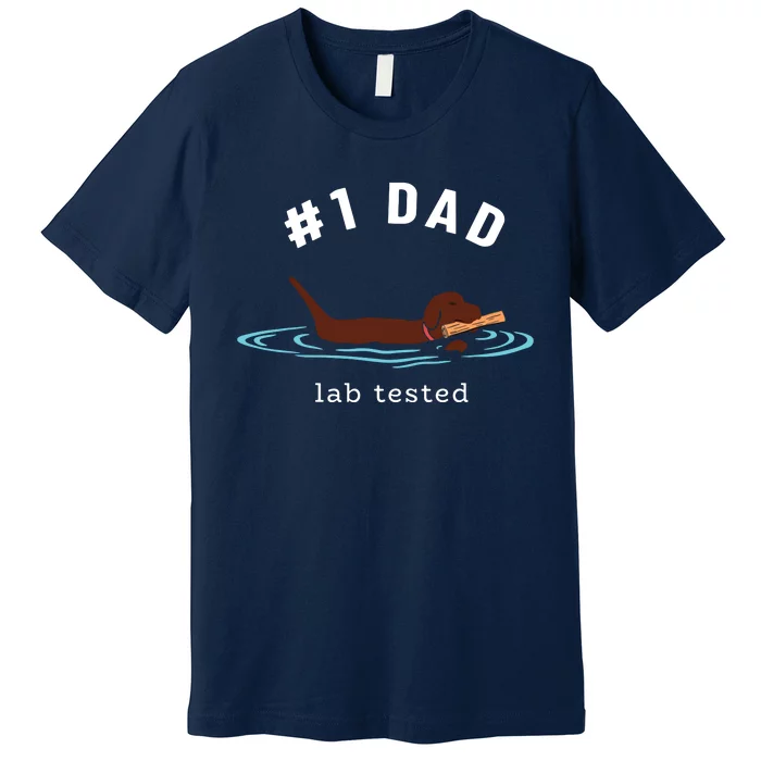 Men Lab Dad Chocolate Labrador Retriever Dog 1 Dad Premium T-Shirt