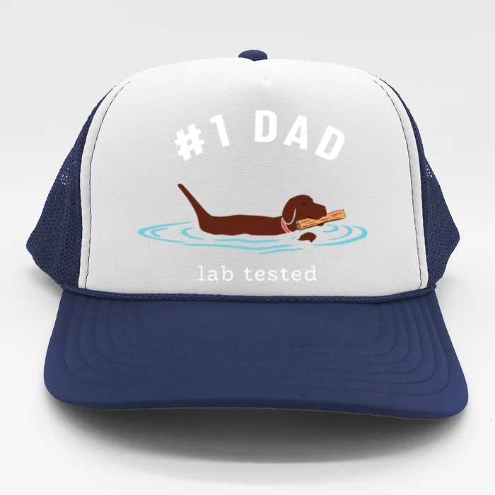 Men Lab Dad Chocolate Labrador Retriever Dog 1 Dad Trucker Hat