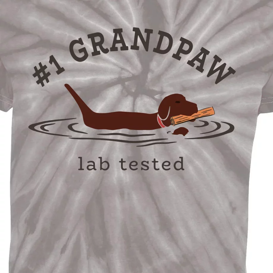 Men Lab Dad Chocolate Labrador Retriever Dog 1 Grandpaw Kids Tie-Dye T-Shirt