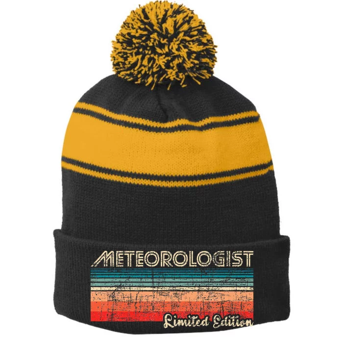 Meteorologist Limited Edition Retro Weather Meteorology Stripe Pom Pom Beanie